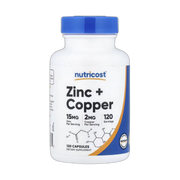 Nutricost, Zinc + Copper, 120 Capsules front packaging view