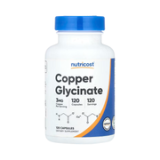 Nutricost, Copper Glycinate, 3 mg, 120 Capsules front packaging view