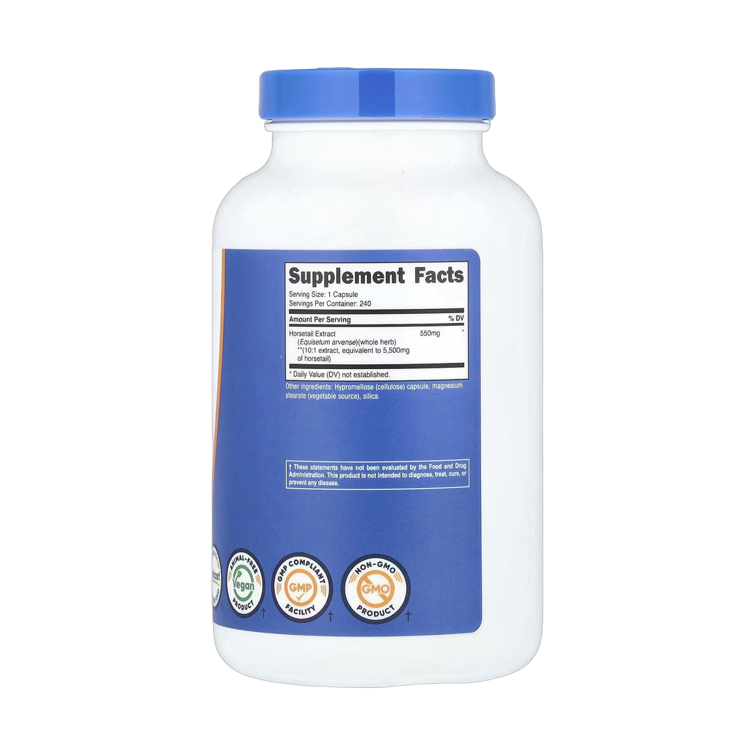 Nutricost, Horsetail Extract, 5,500 mg, 240 Capsules back packaging view