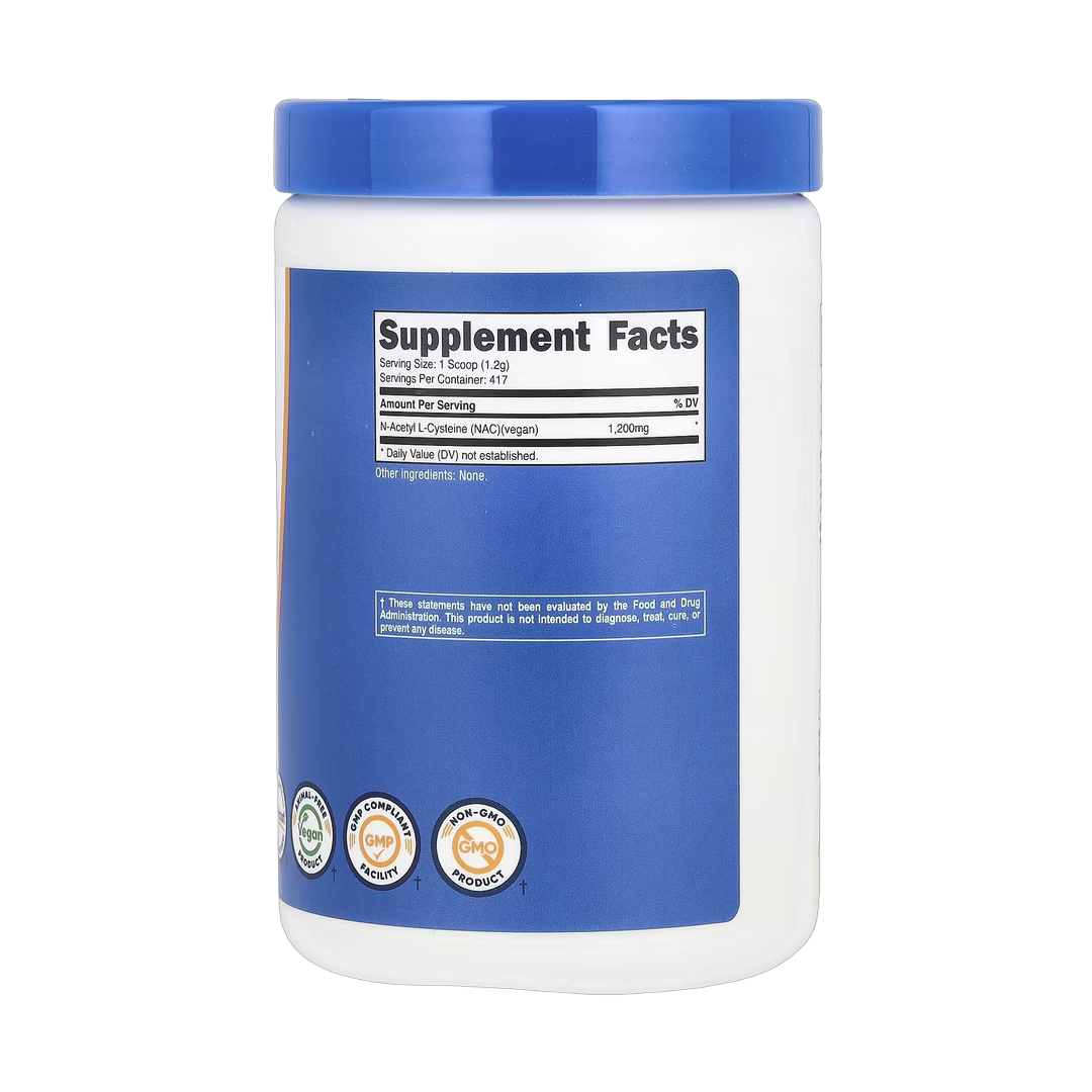 Nutricost, NAC, Unflavored, 17.9 oz, 500 g back packaging view