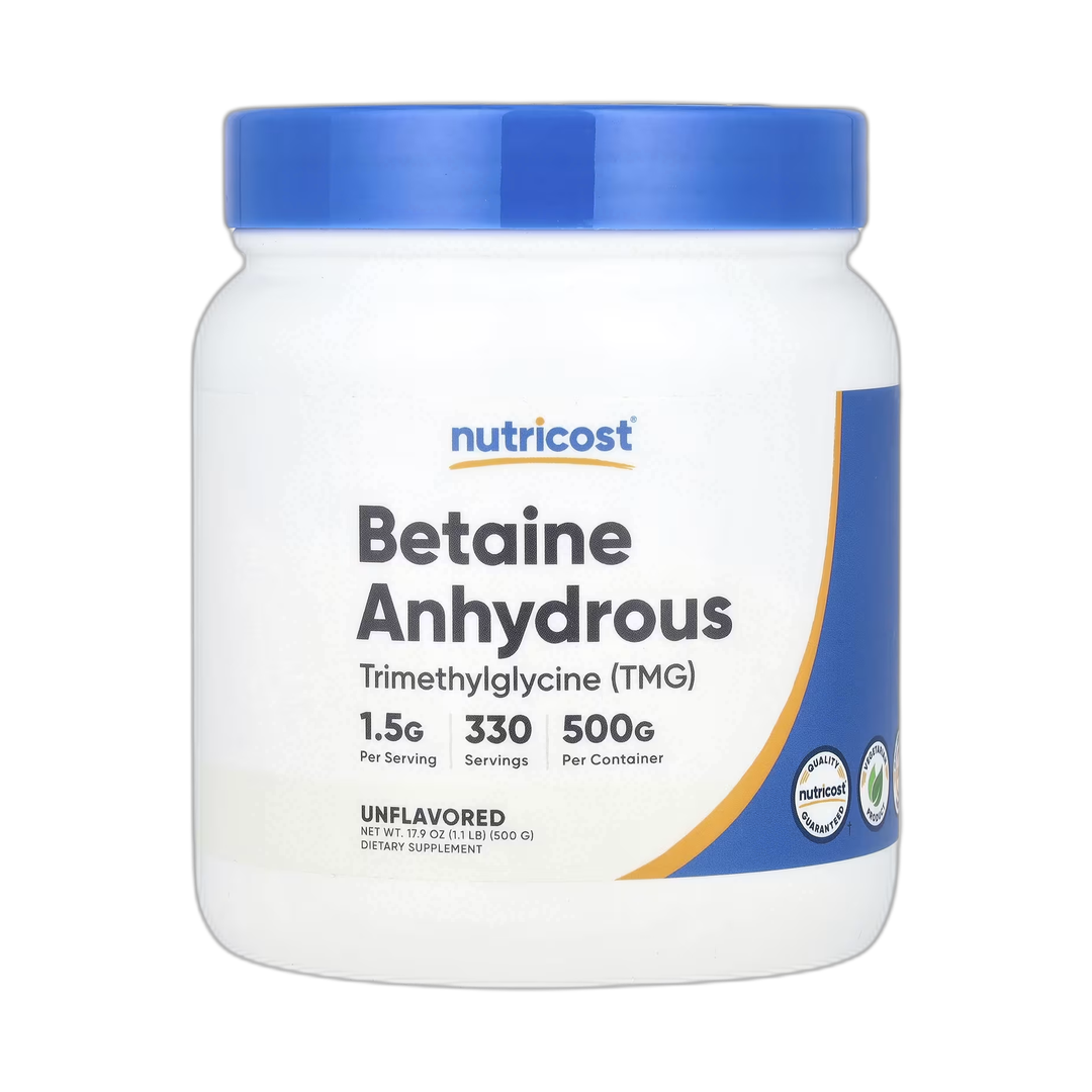 Nutricost, Betaine Anhydrous, Unflavored, 17.9 oz, 500 g front packaging view