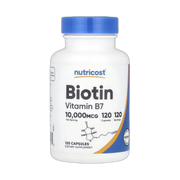 Nutricost, Biotin, 10,000 mcg, 120 Capsules front packaging view