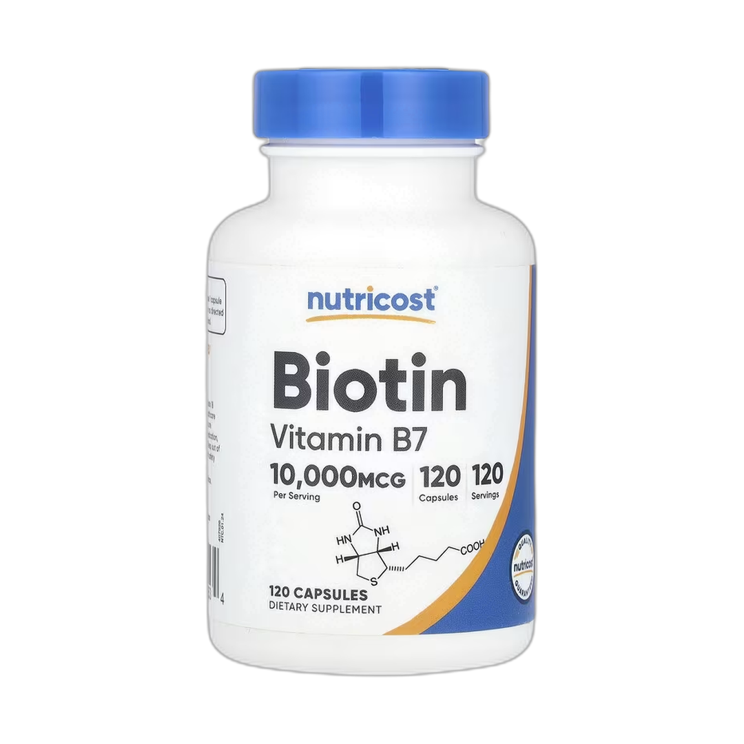 Nutricost, Biotin, 10,000 mcg, 120 Capsules front packaging view