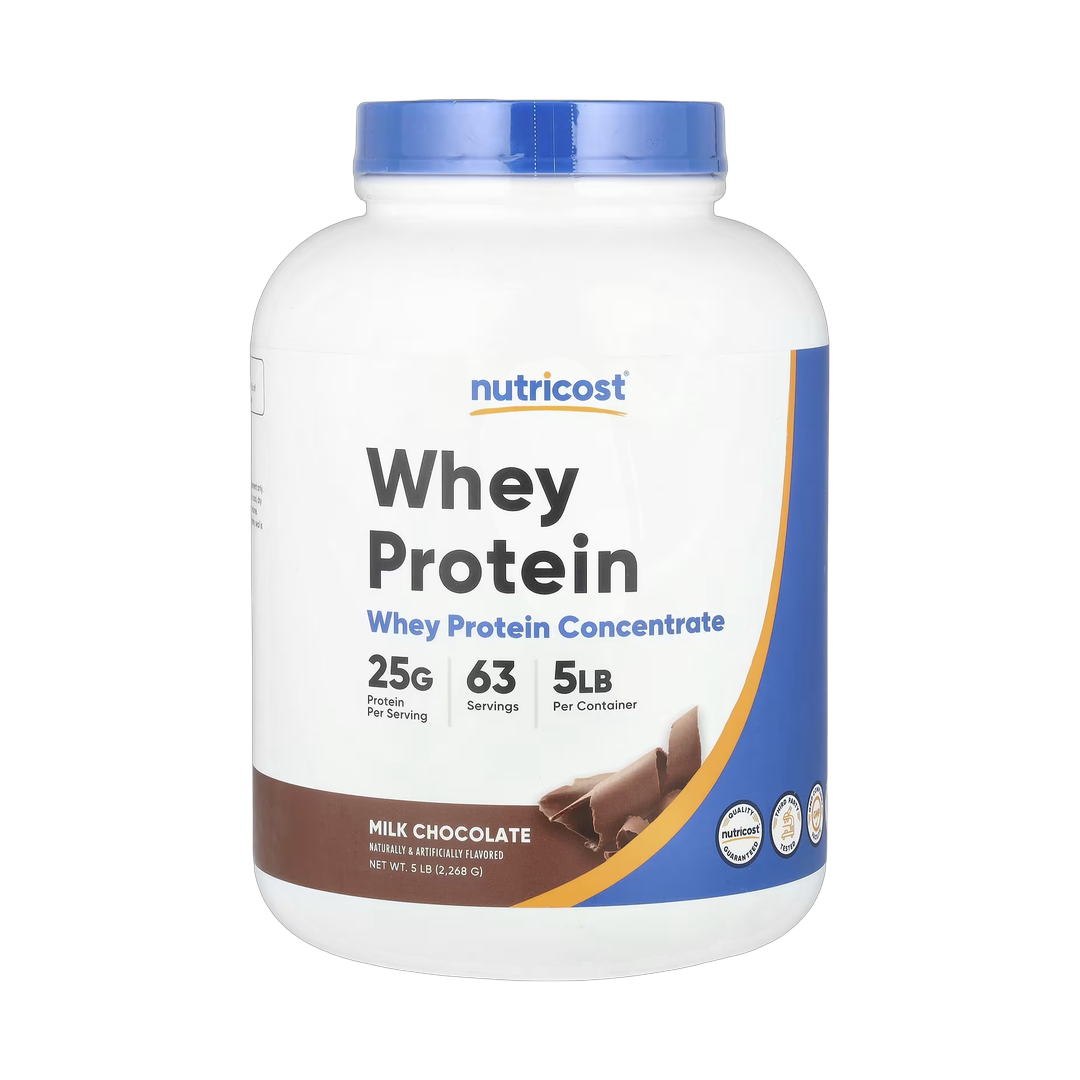 Nutricost, Whey Protein Concentrate, Milk Chocolate, 5 lb, 2,268 g front packaging view
