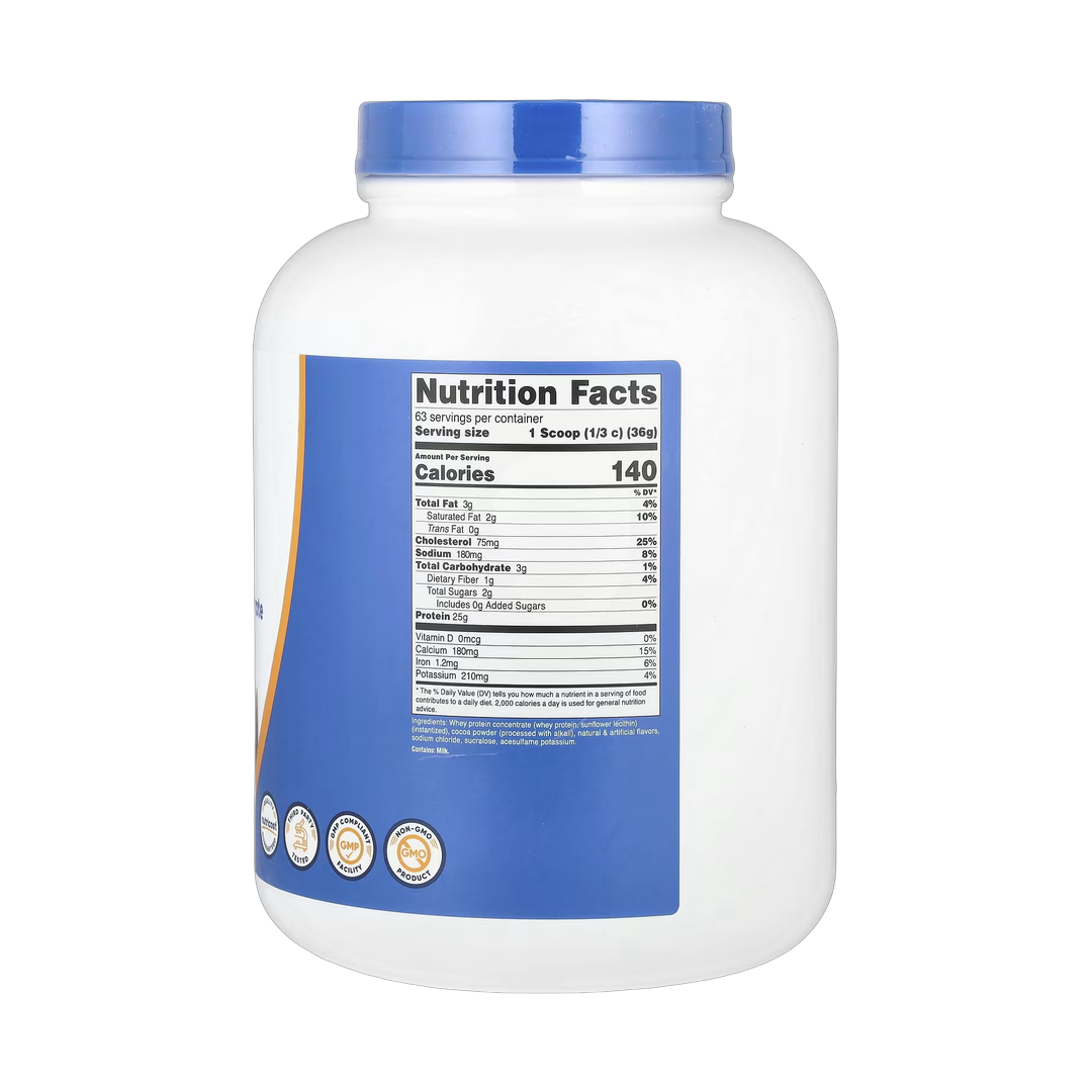 Nutricost, Whey Protein Concentrate, Milk Chocolate, 5 lb, 2,268 g back packaging view