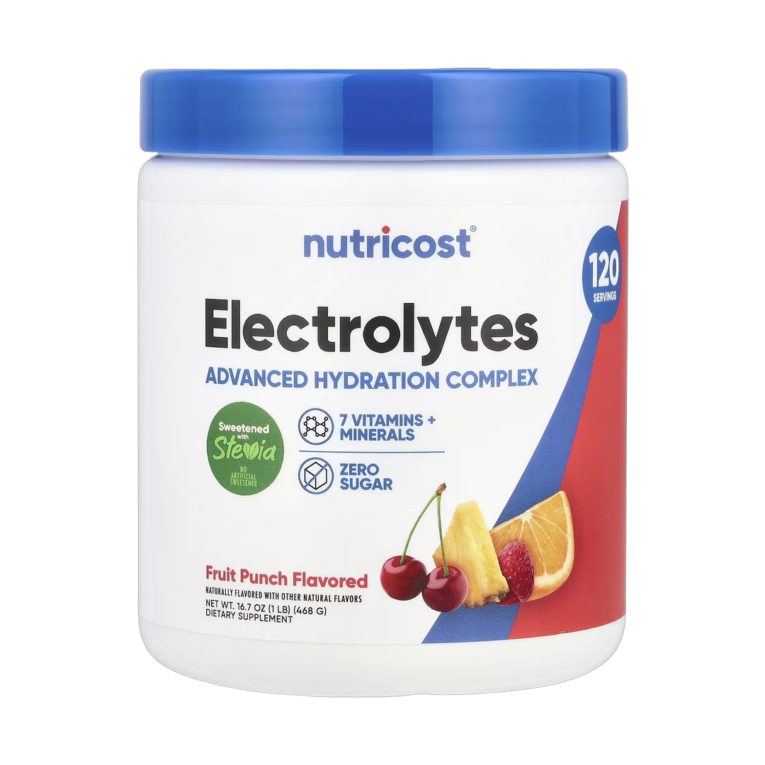 Nutricost, Electrolytes, Advanced Hydration Complex, Fruit Punch, 1 lb, 468 g front packaging view