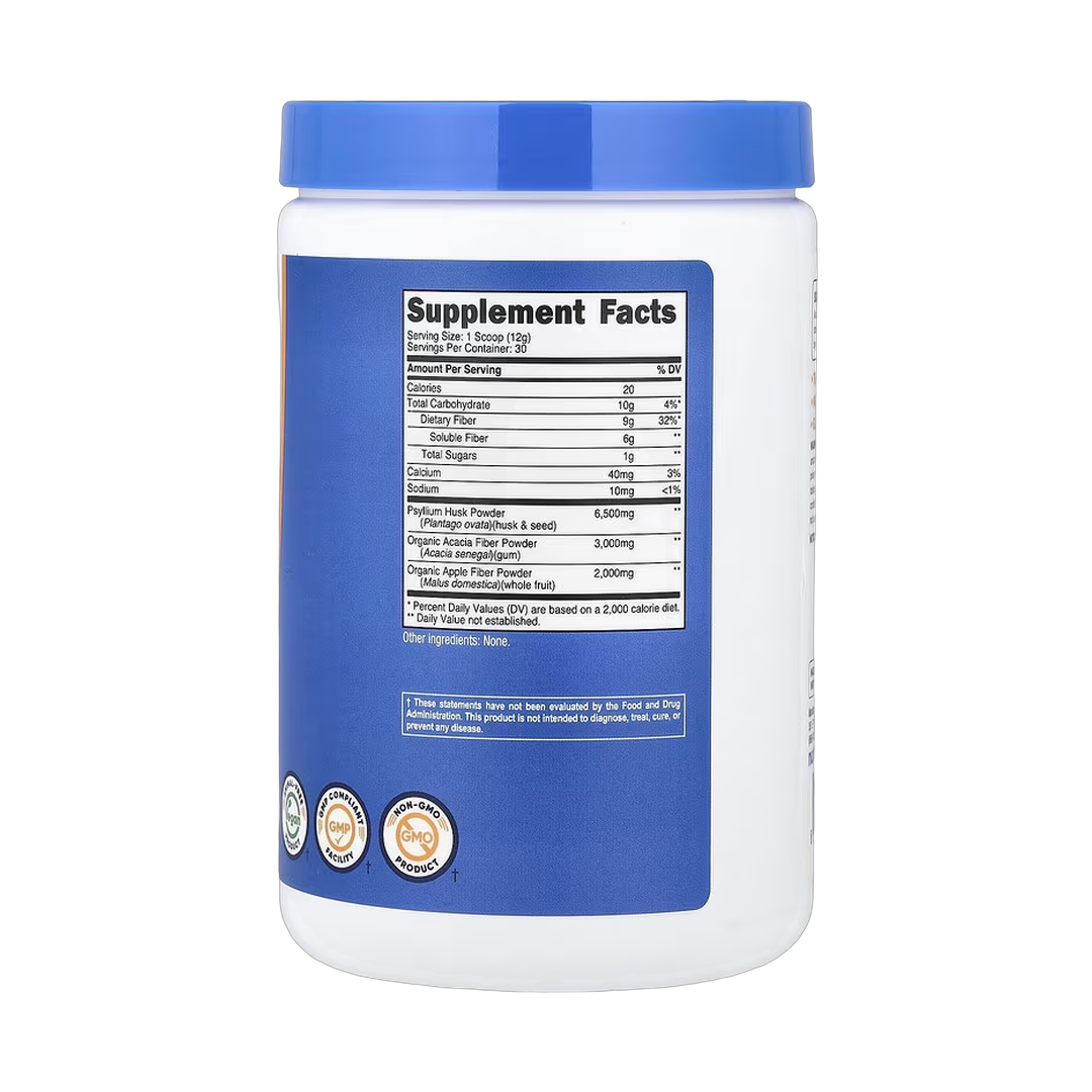 Nutricost, Soluble Fiber, Unflavored, 12.3 oz, 345 g back packaging view
