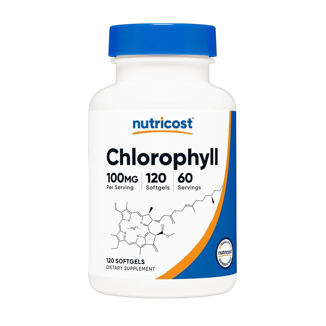 Nutricost, Chlorophyll, 100mg, 120 Softgels front packaging view