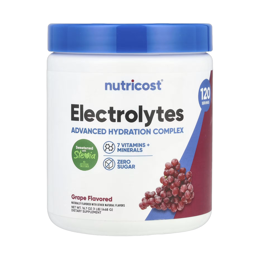 Nutricost, Electrolytes, Advanced Hydration Complex, Grape, 1 lb, 468 g front packaging view