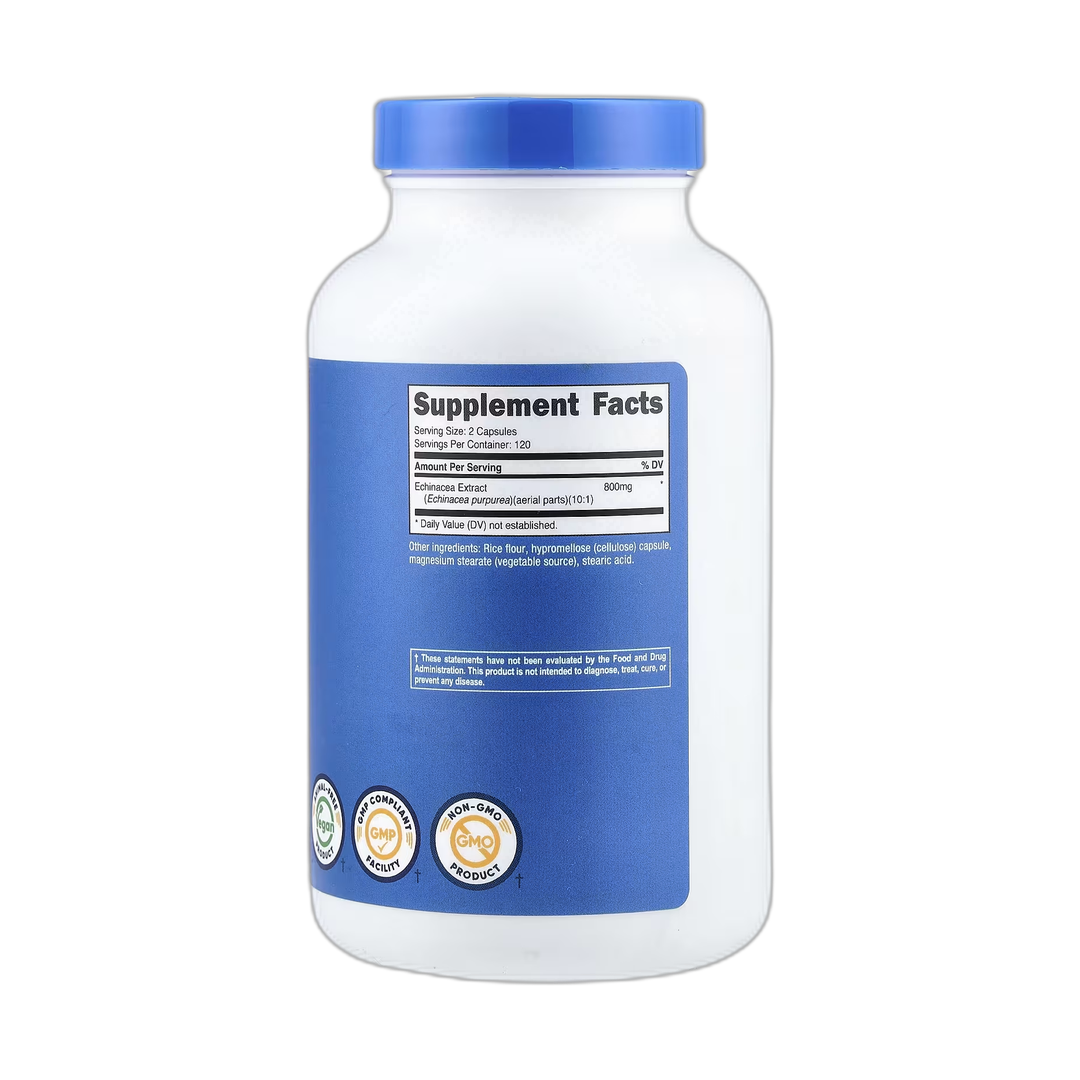 Nutricost, Echinacea, 240 Capsules back packaging view
