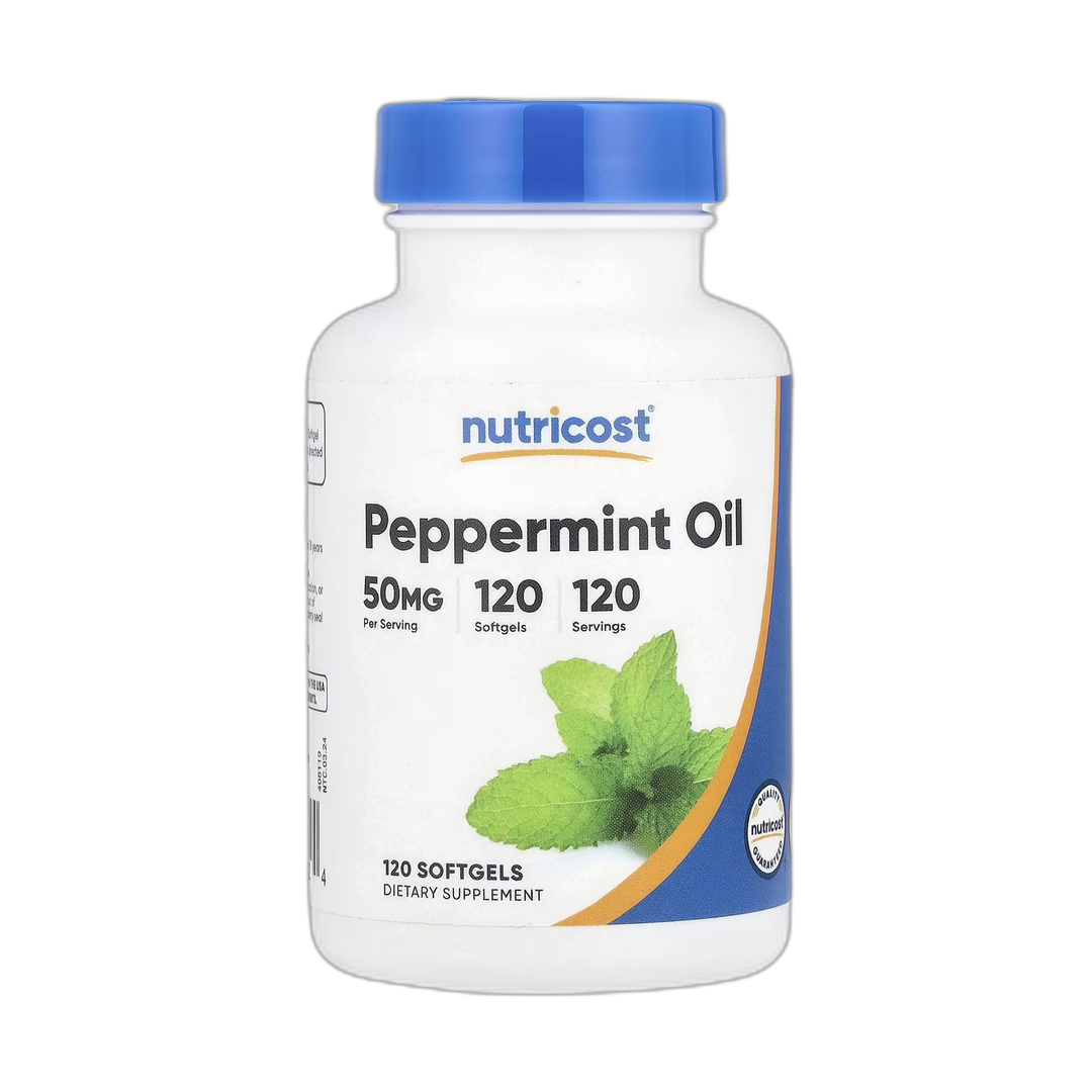 Nutricost, Peppermint Oil, 50 mg, 120 Softgels front packaging view