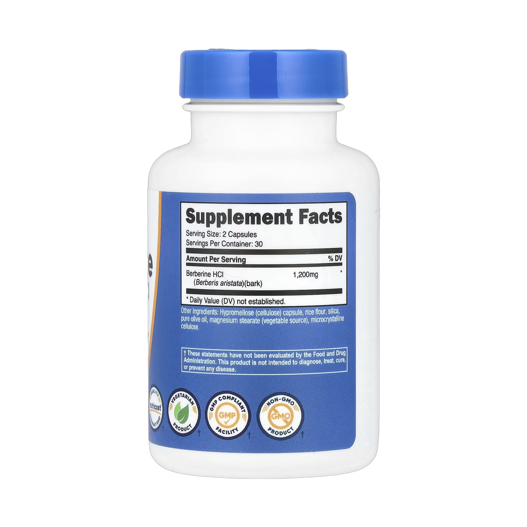 Nutricost, Berberine, 60 Capsules back packaging view