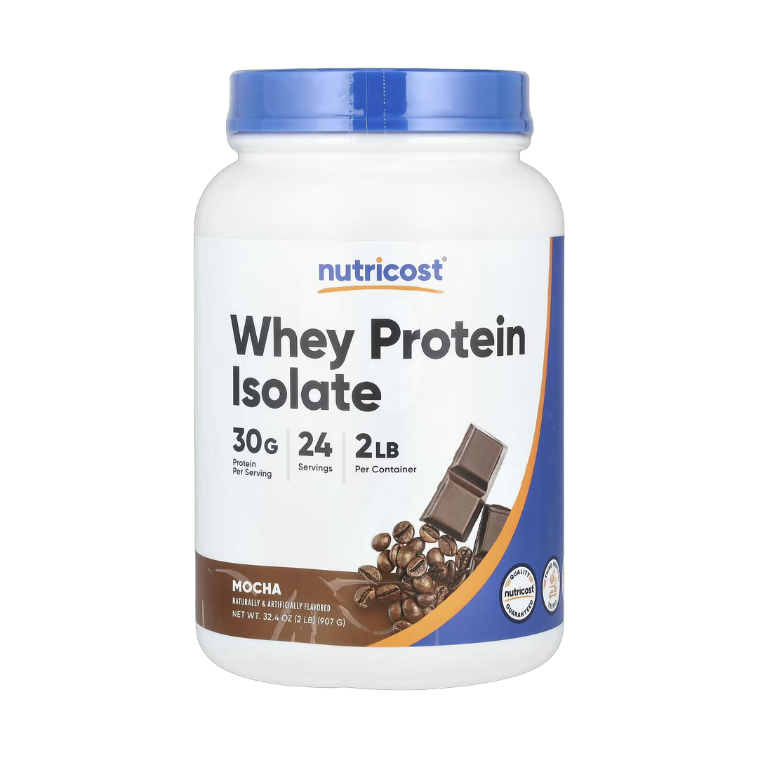 Nutricost, Whey Protein Isolate, Mocha, 2 lb, 907 g front packaging view