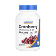 Nutricost, Cranberry with Vitamins C & E, 120 Capsules front packaging view