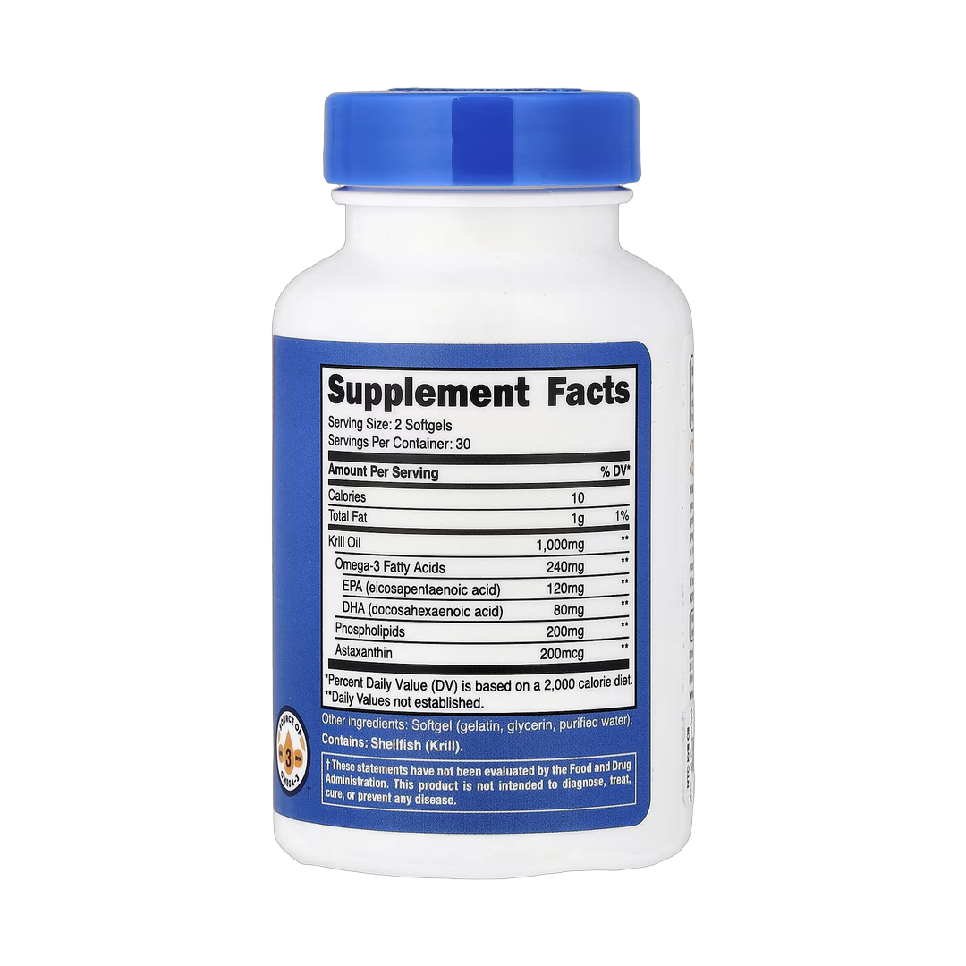 Nutricost, Krill Oil, 60 Softgels back packaging view