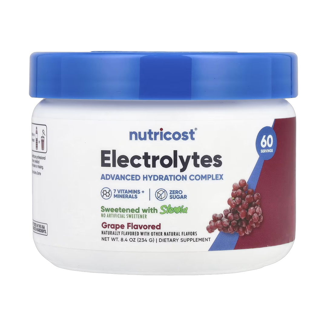 Nutricost, Electrolytes, Advanced Hydration Complex, Grape, 8.4 oz, 234 g front packaging view