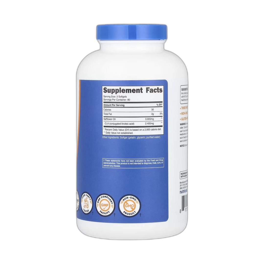 Nutricost, CLA, 240 Softgels back packaging view