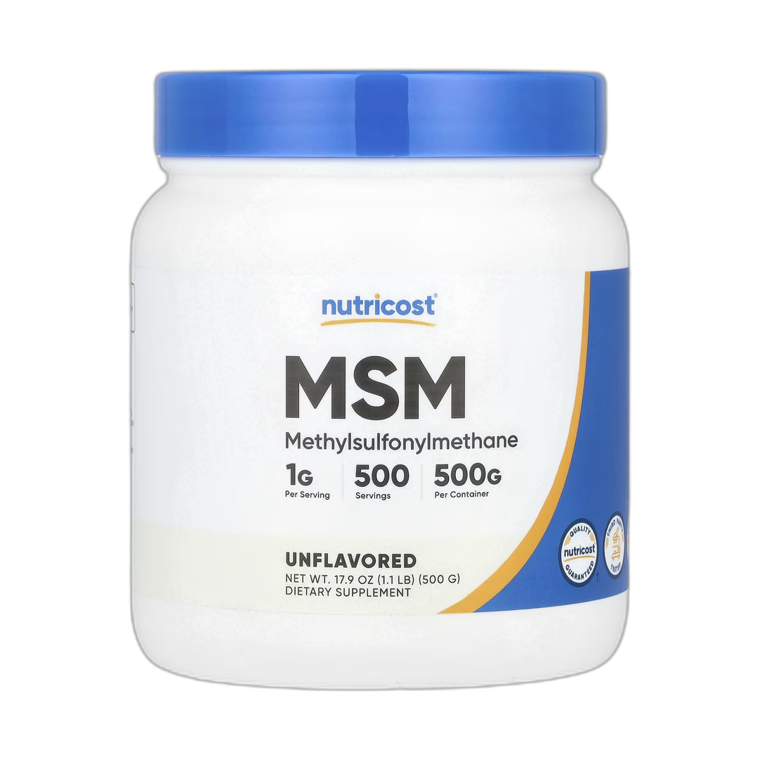 Nutricost, MSM, Unflavored, 17.9 oz, 500 g front packaging view
