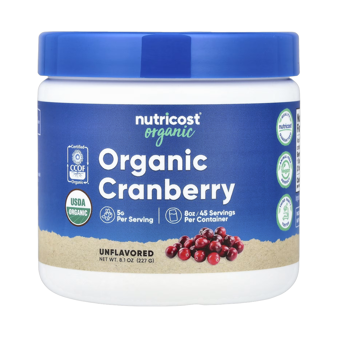Nutricost, Organic Cranberry, Unflavored, 8.1 oz, 227 g front packaging view