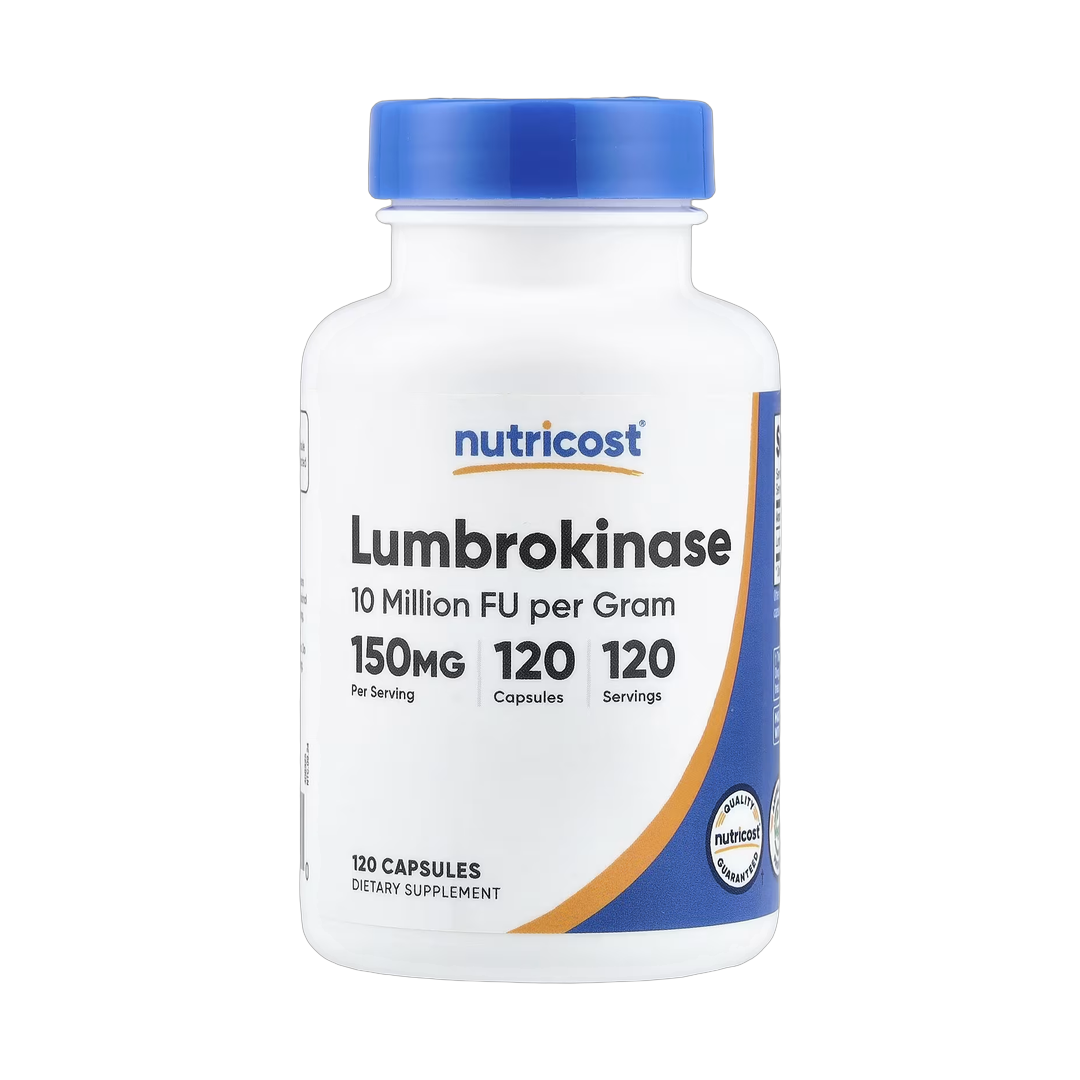 Nutricost, Lumbrokinase, 150 mg, 120 Capsules front packaging view