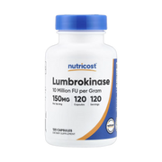 Nutricost, Lumbrokinase, 150 mg, 120 Capsules front packaging view