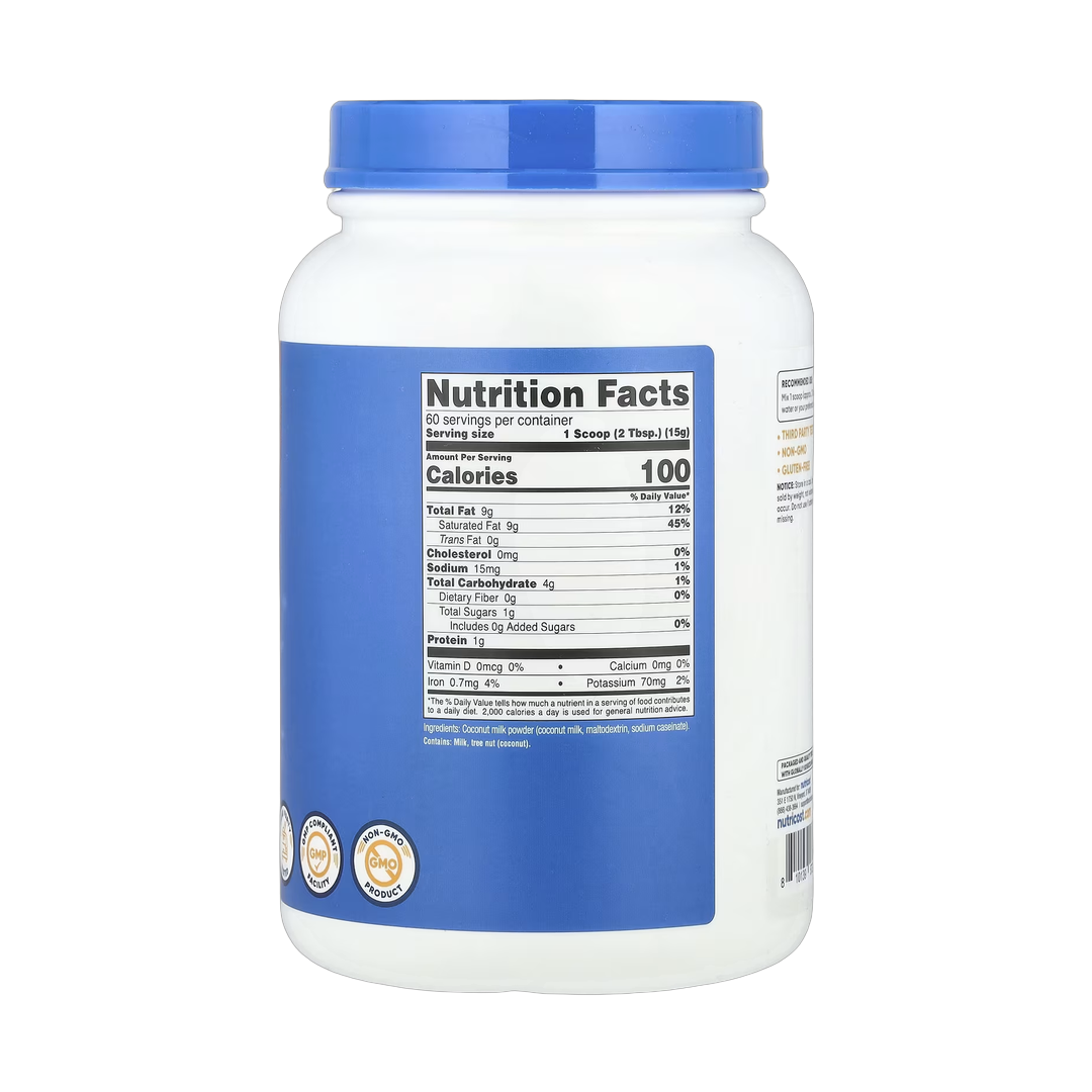Nutricost, Coconut Milk Powder, Unflavored, 32.4 oz, 907 g back packaging view