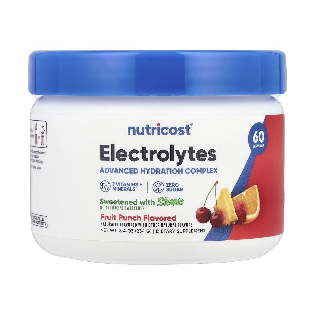 Nutricost, Electrolytes, Advanced Hydration Complex, Fruit Punch, 8.4 oz, 234 g front packaging view