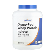 Nutricost, Grass-Fed Whey Protein Isolate, Unflavored, 5 lb, 2,268 g front packaging view
