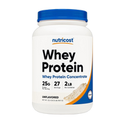 Nutricost, Whey Protein Concentrate, Unflavored, 2 lb front packaging view