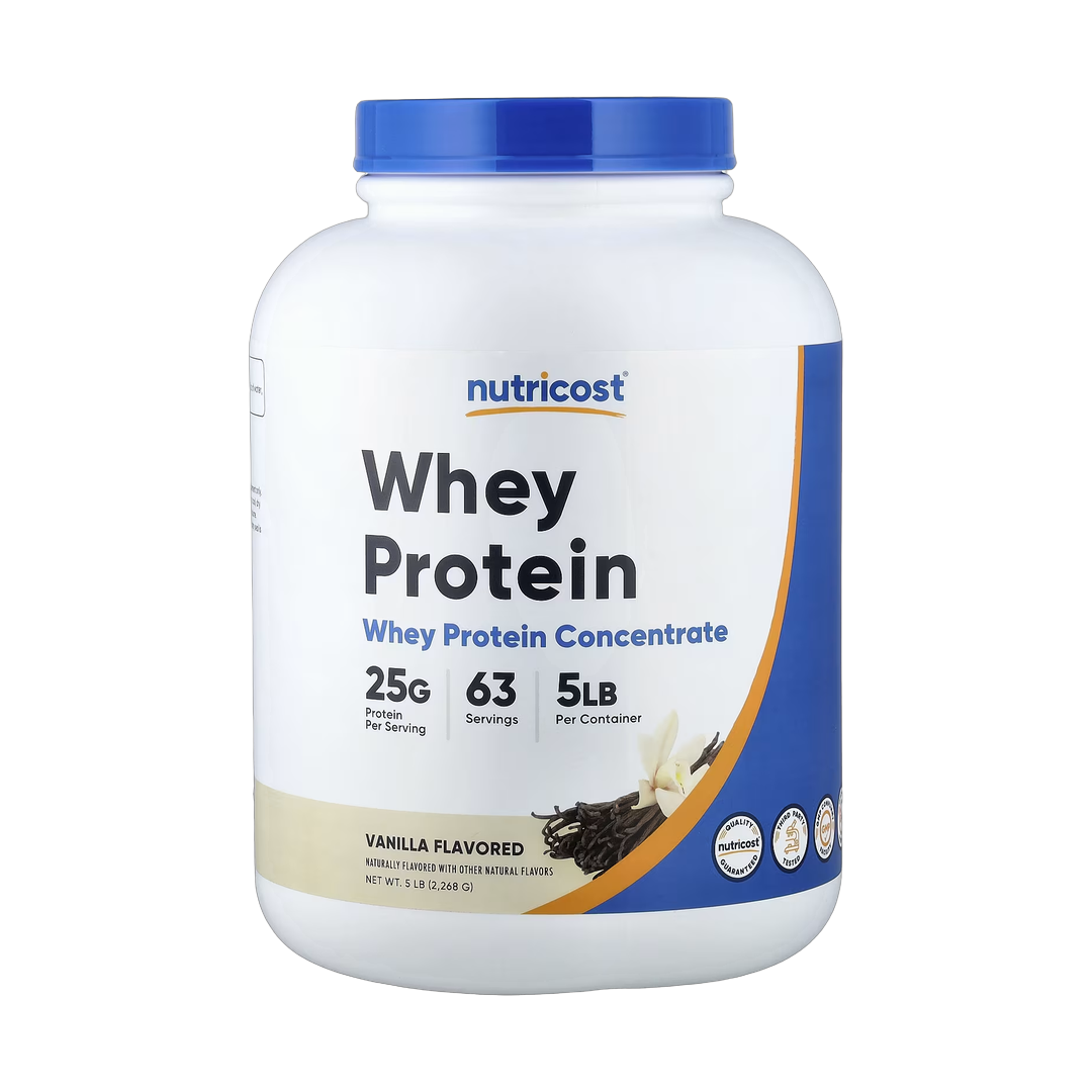Nutricost, Whey Protein Concentrate, Vanilla, 5 lb, 2,268 g front packaging view