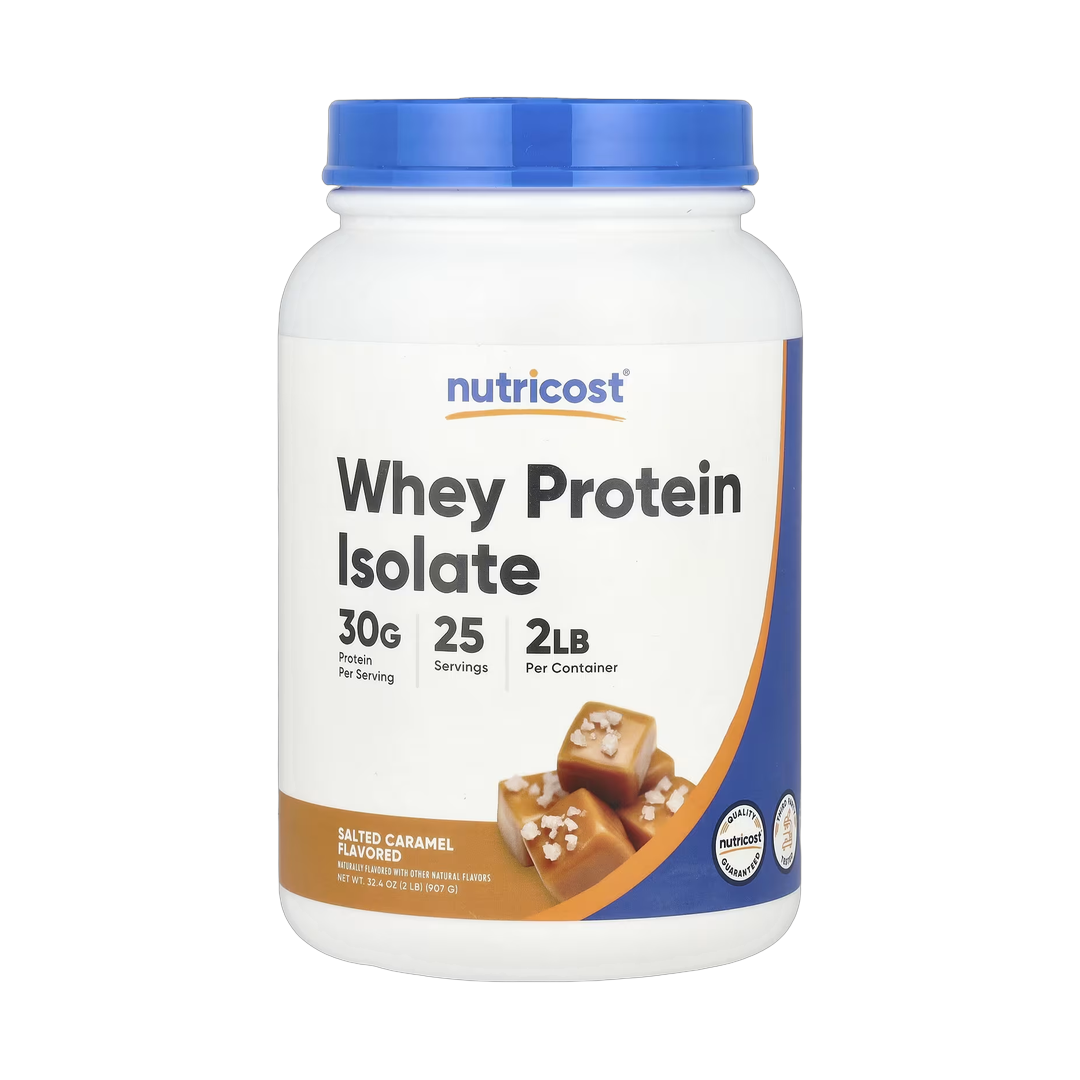 Nutricost, Whey Protein Isolate, Salted Caramel, 2 lb, 907 g front packaging view