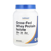 Nutricost, Grass-Fed Whey Protein Isolate, Unflavored, 2 lb, 907 g front packaging view