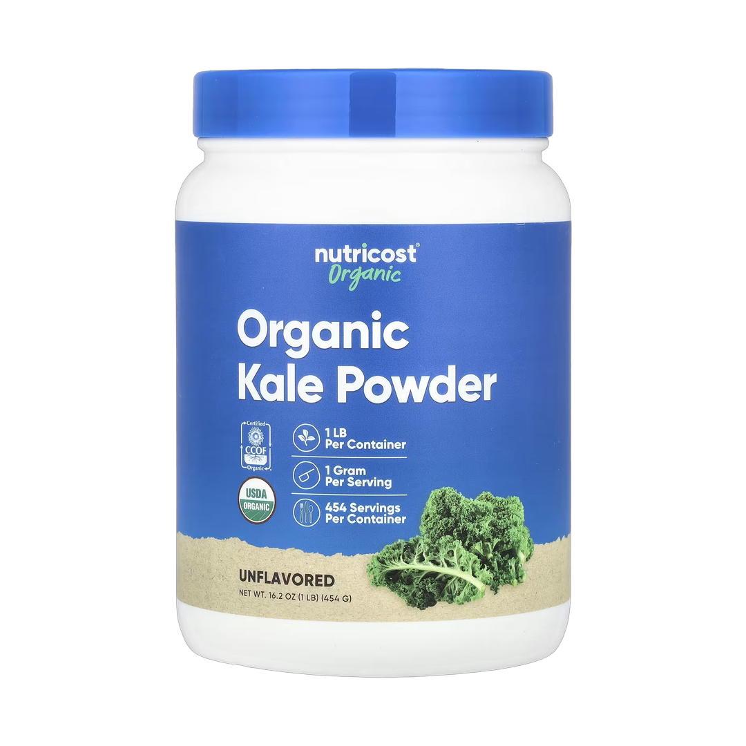 Nutricost, Organic Kale Powder, Unflavored, 16.2 oz, 454 g front packaging view