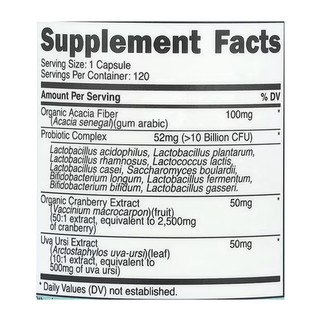 Nutricost, Women, Probiotic, >10 Billion CFU, 120 Capsules supplement facts label showing ingredients, vitamins, minerals, and serving information