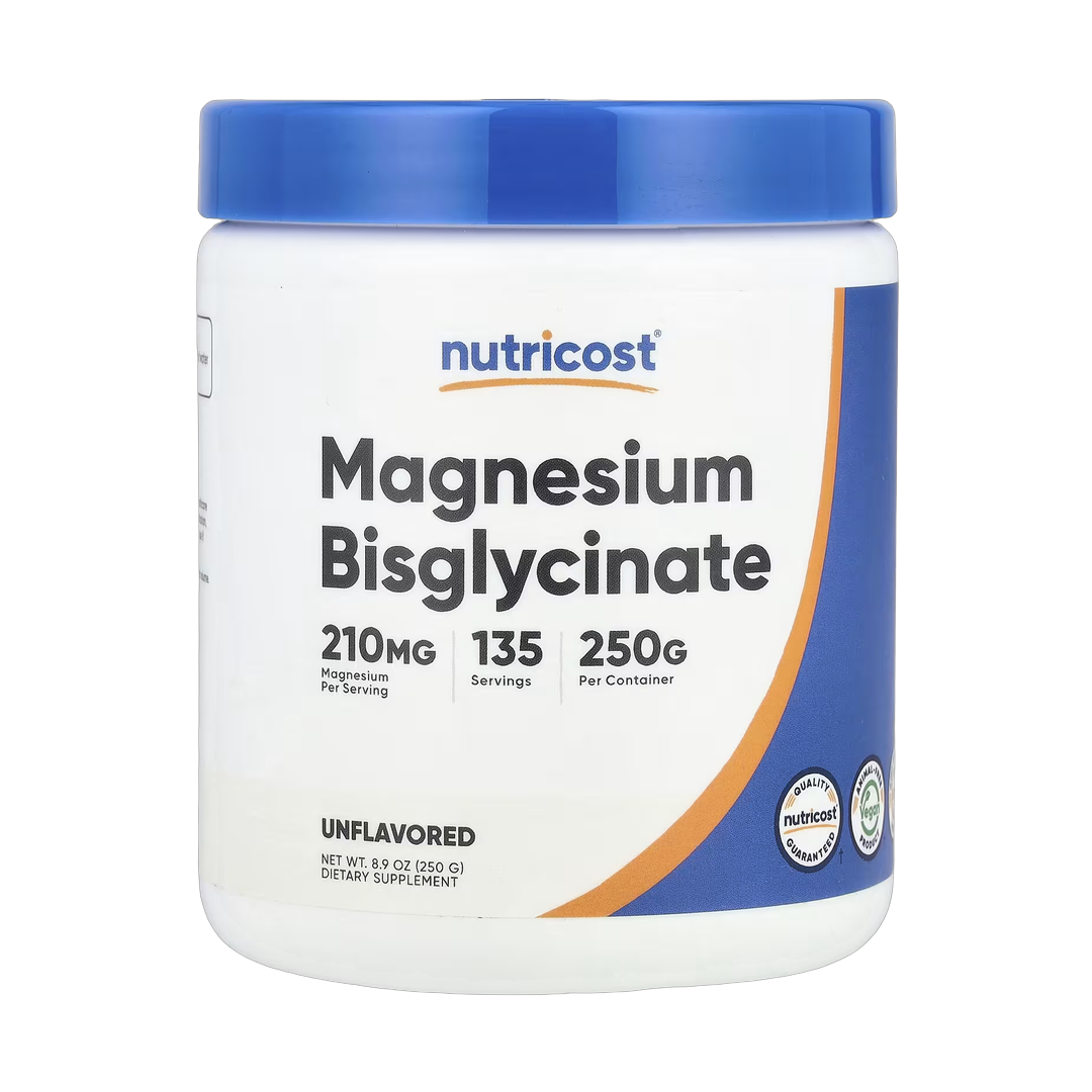 Nutricost, Magnesium Bisglycinate, Unflavored, 8.9 oz, 250 g front packaging view