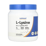 Nutricost, L-Lysine, Unflavored, 17.9 oz, 500 g front packaging view