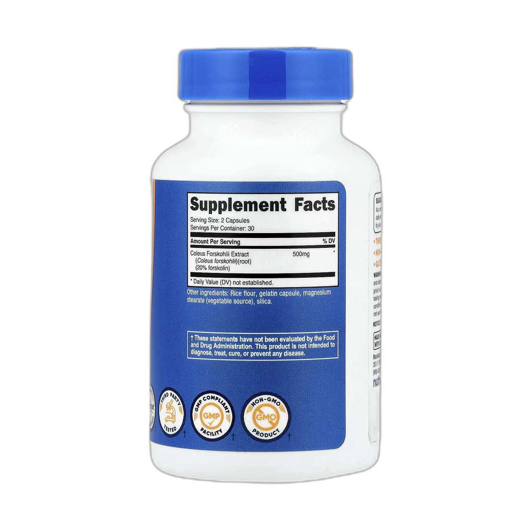 Nutricost, Coleus Forskohlii, 60 Capsules back packaging view