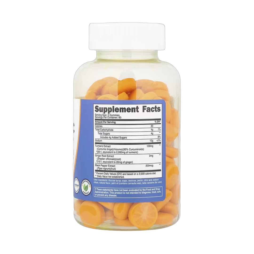 Nutricost, Turmeric Gummies, Citrus, 120 Gummies back packaging view