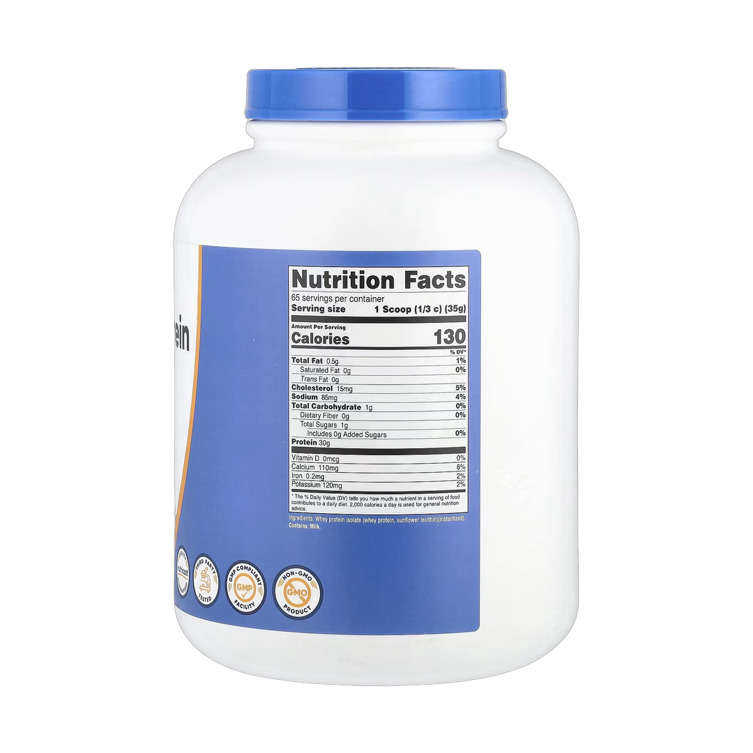 Nutricost, Whey Protein Isolate, Unflavored, 5 lb, 2,268 g back packaging view