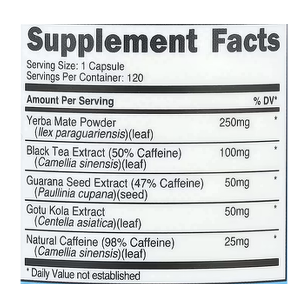 Nutricost, Energy Complex, 120 Complex supplement facts label showing ingredients, vitamins, minerals, and serving information
