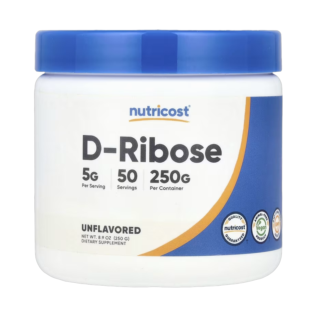 Nutricost, D-Ribose, Unflavored , 8.9 oz, 250 g front packaging view