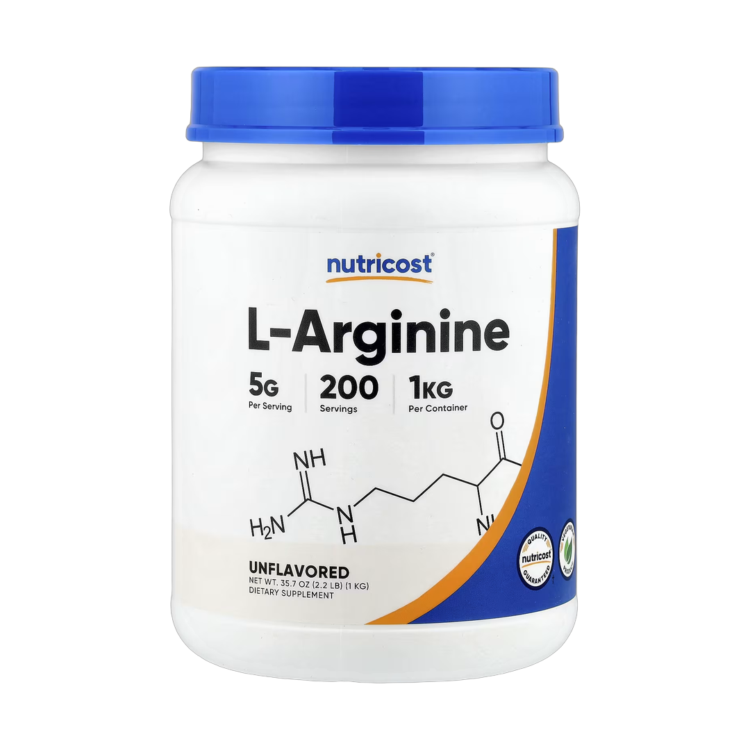 Nutricost, L-Arginine, Unflavored, 35.7 oz, 1 kg front packaging view