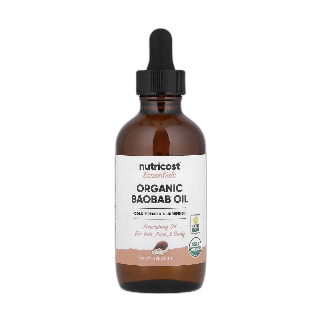 Nutricost, Essentials, Organic Baobab Oil, 4 fl oz, 118 ml front packaging view