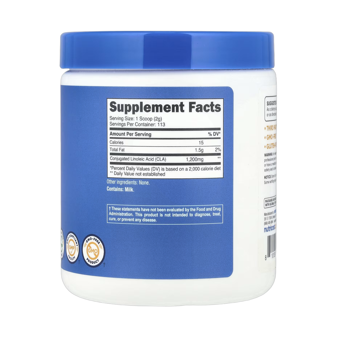 Nutricost, CLA, Unflavored, 8.1 oz, 227 g back packaging view