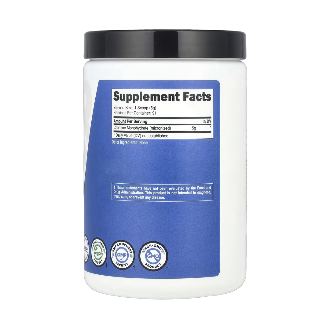 Nutricost, Performance, Creatine Monohydrate, Unflavored, 1 lb, 454 g back packaging view