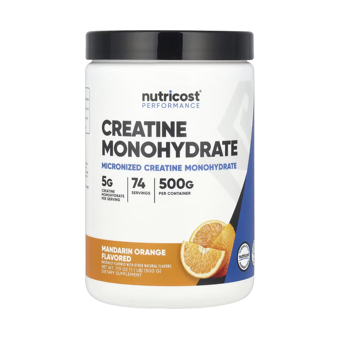 Nutricost, Performance, Creatine Monohydrate, Mandarin Orange, 1.1 lb, 500 g front packaging view