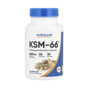 Nutricost, KSM-66, Ashwagandha Root Extract, 600 mg, 30 Capsules front packaging view