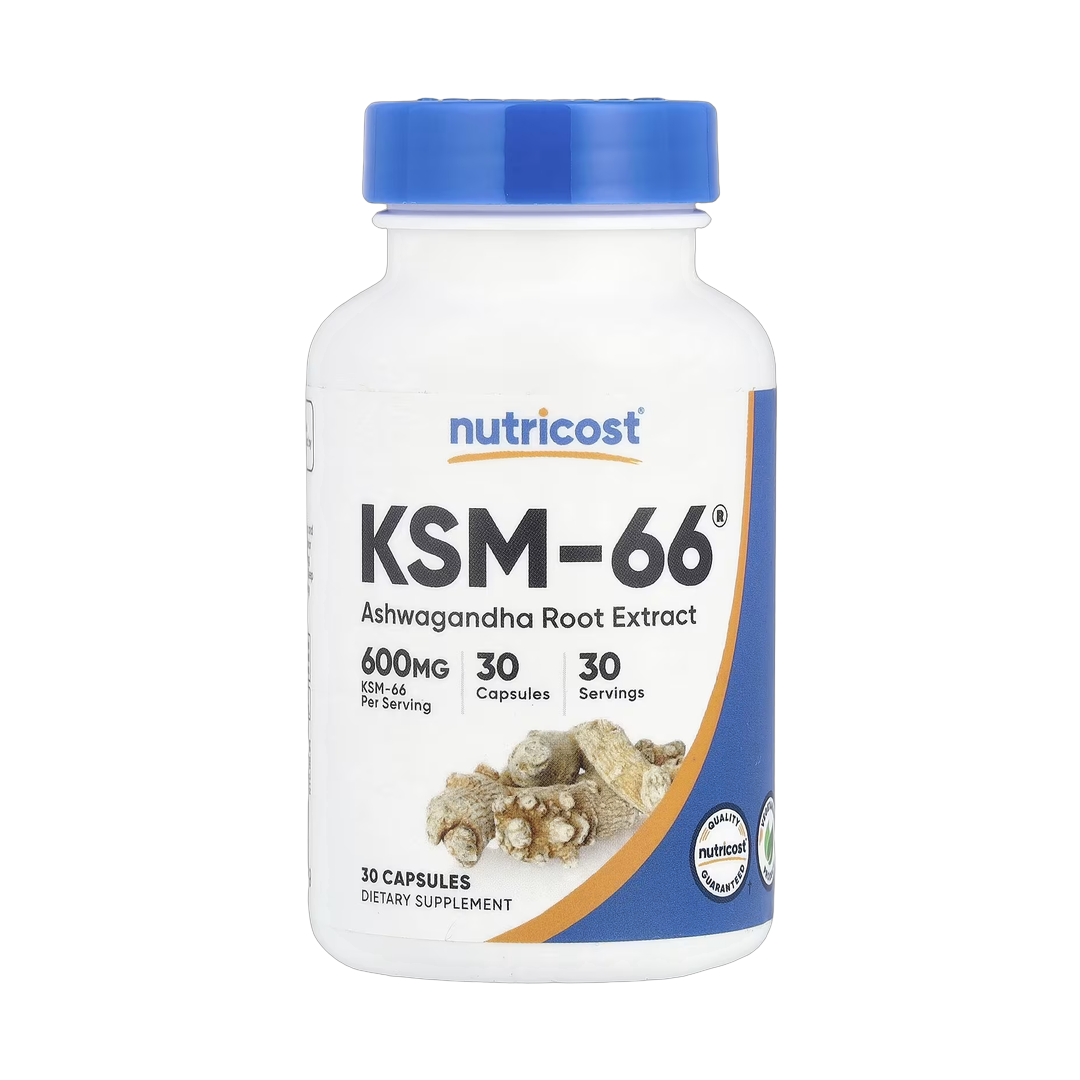 Nutricost, KSM-66, Ashwagandha Root Extract, 600 mg, 30 Capsules front packaging view