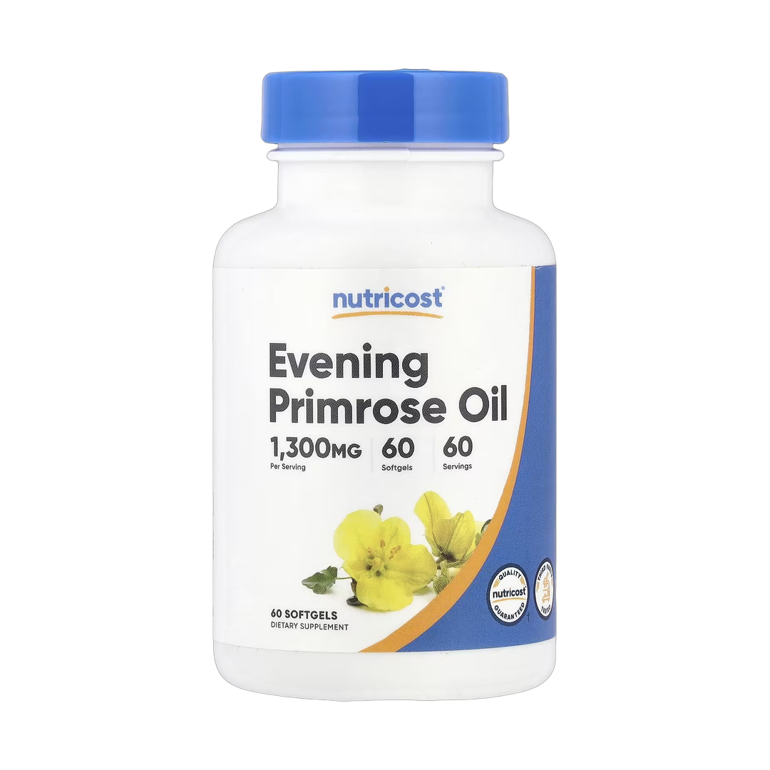 Nutricost, Evening Primrose Oil, 1,300 mg, 60 Softgels front packaging view