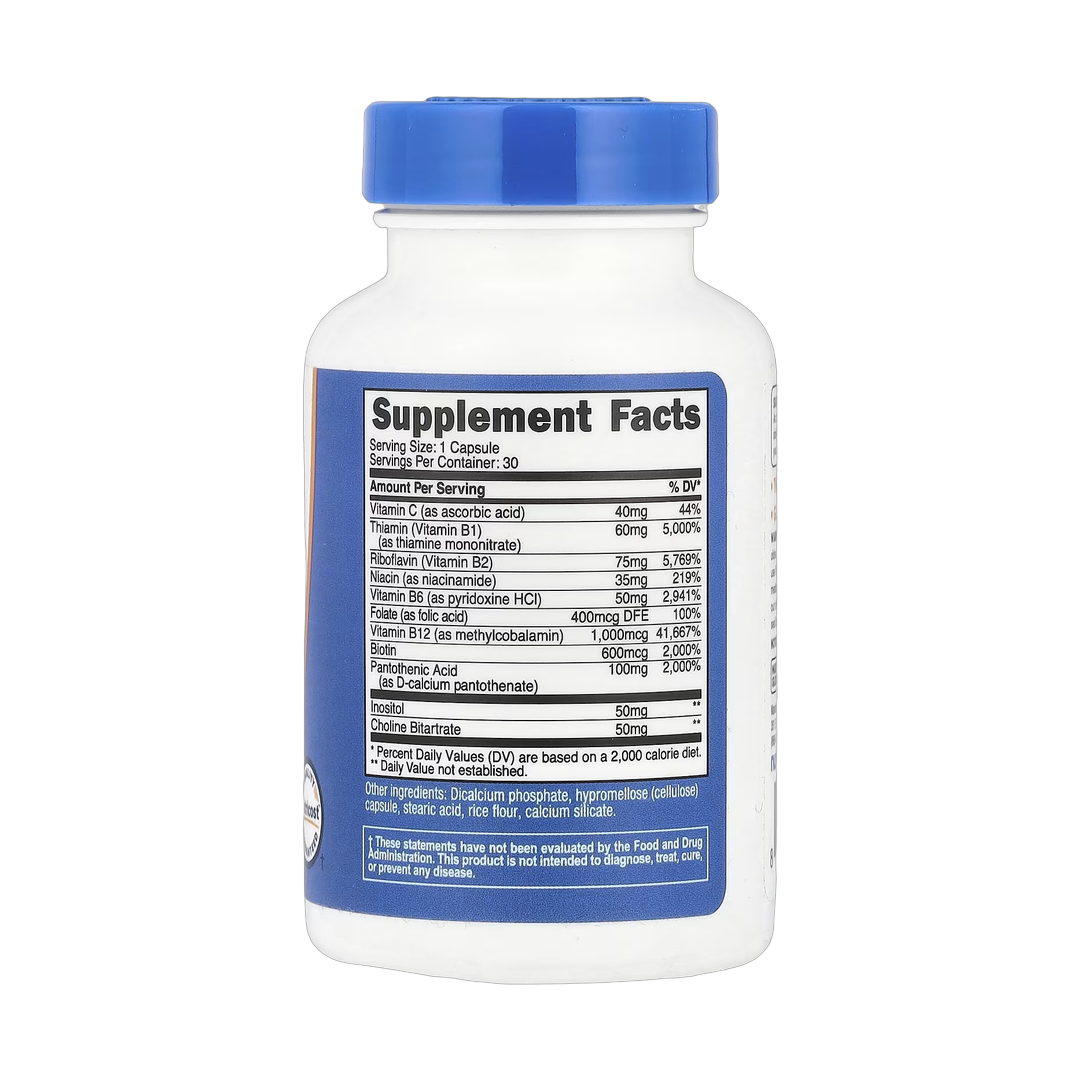 Nutricost, Vitamin B Complex, 30 Capsules back packaging view